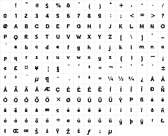 Odyssee ITC Bold Character Map Odyssee ITC Bold Character Map