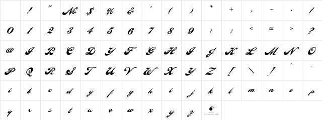 LHF Ballpark Script Regular Character Map