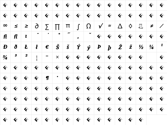 Avance Bold Italic Character Map Avance Bold Italic Character Map