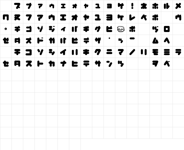 copike kana Regular Character Map