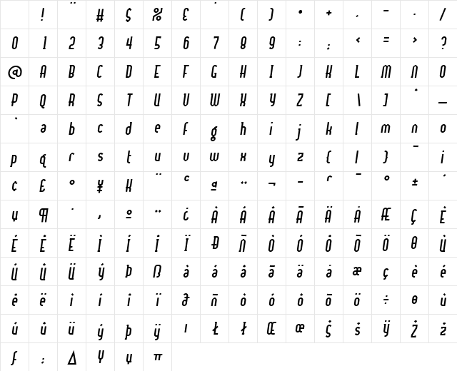 Centrifuge DemiBold Character Map Centrifuge DemiBold Character Map
