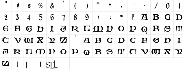 Fabliaux Regular Character Map