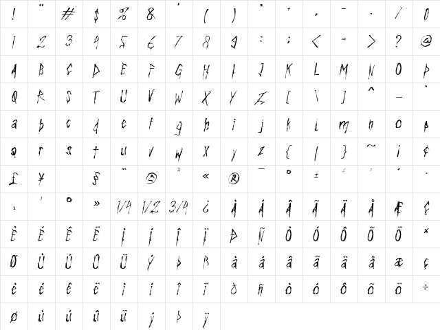 Corpsy Italic Character Map Corpsy Italic Character Map