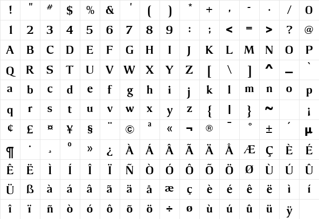 ArgusBold Regular Character Map ArgusBold Regular Character Map