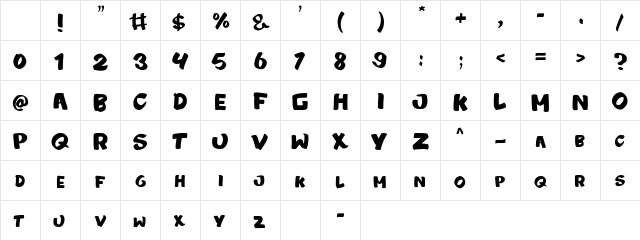 ZOMBYE Regular Character Map ZOMBYE Regular Character Map