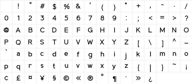 MadeynSans Regular Character Map MadeynSans Regular Character Map