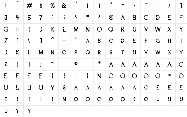 ALDITH Regular Character Map ALDITH Regular Character Map