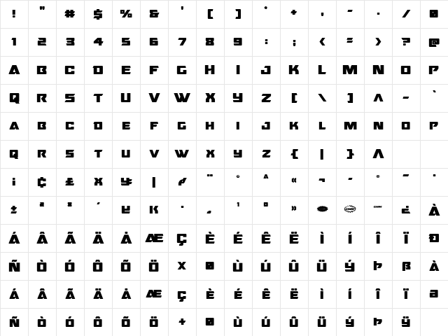 Oceanic Drift Bold Bold Character Map