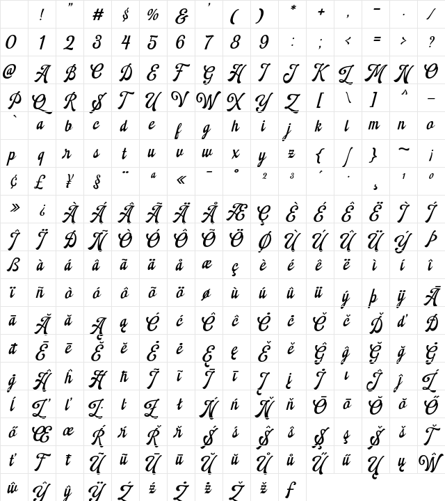 Montheim Regular Character Map Montheim Regular Character Map