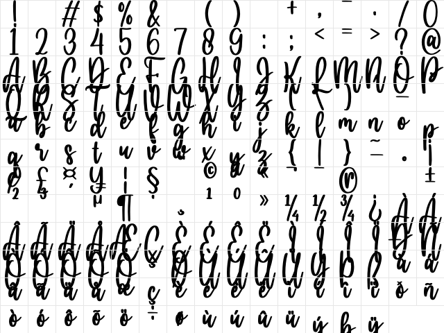 hello bella bold Bold Character Map hello bella bold Bold Character Map
