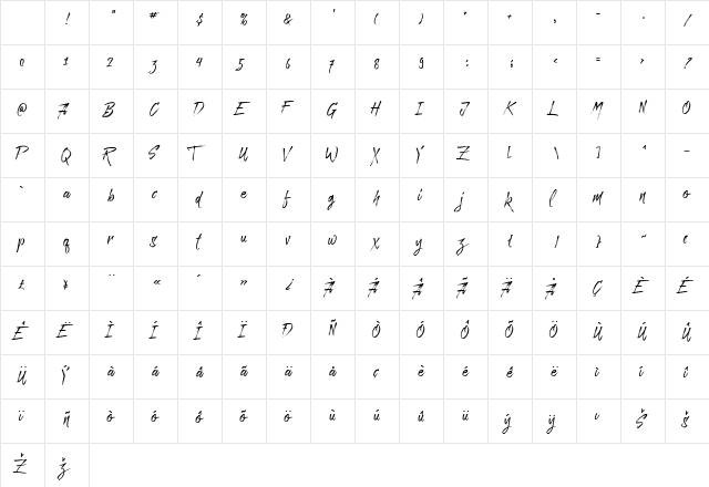 Paradise Typeface Free Demo Regular Character Map