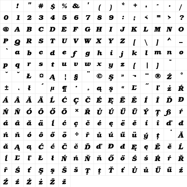 BookmItcTEEBol Bold Italic Character Map BookmItcTEEBol Bold Italic Character Map