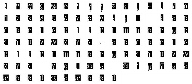 BradburysShadowPaseo Regular Character Map