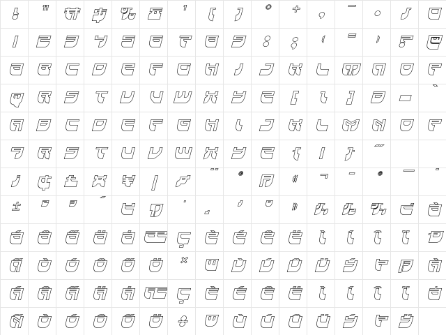 Vertical Horizon Outline Itali Outline Italic Character Map