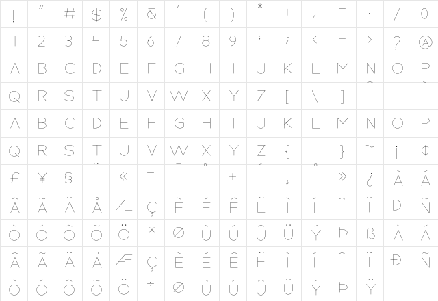 MODERNSPACE Regular Character Map MODERNSPACE Regular Character Map
