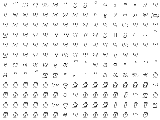 Samurai Terrapin Engraved Italic Italic Character Map