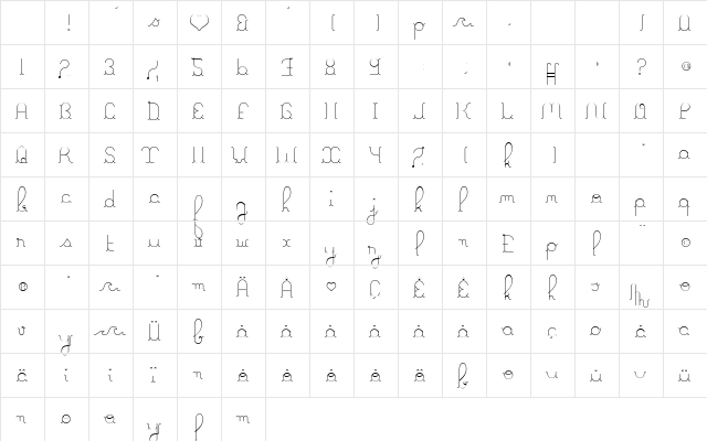 A La Nage Regular Character Map
