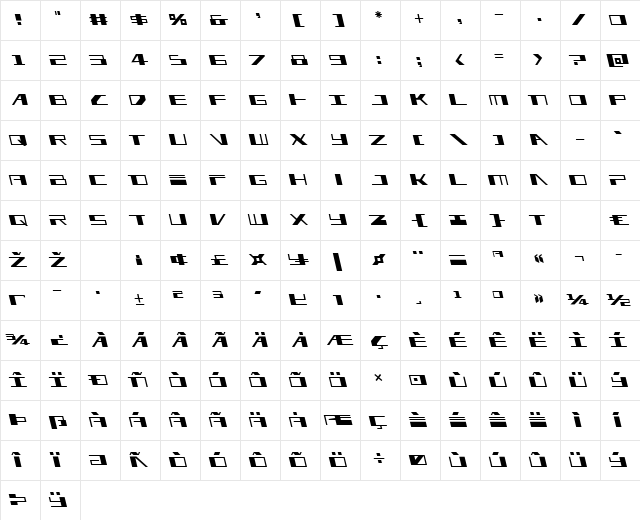 3AGLE Semi-Leftalic Regular Character Map