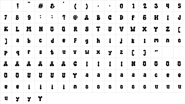 Hony Moon Regular Character Map