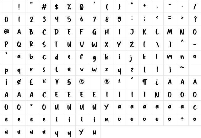 Just Breathe Regular Character Map Just Breathe Regular Character Map