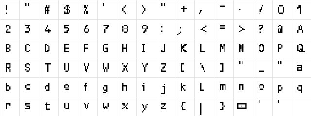 [.ocr-b.pxl8.] Regular Character Map