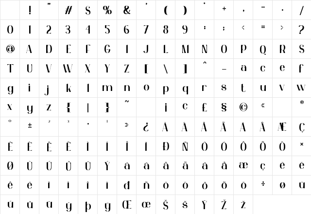 Yenisei Regular Character Map Yenisei Regular Character Map
