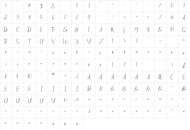 Mystic Darling Regular Character Map