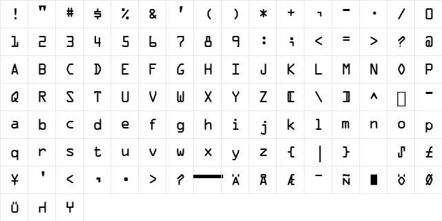 OCR-A-HU Normal Character Map