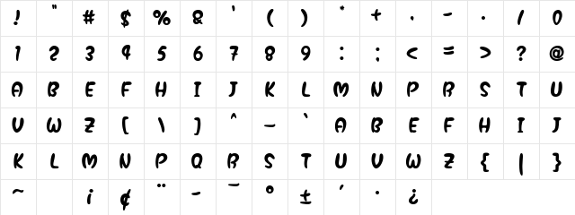 Baby Magpies Regular Character Map Baby Magpies Regular Character Map