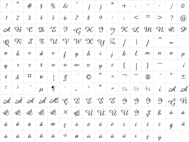 00770 Regular Character Map
