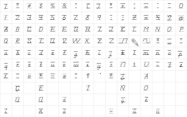 AbcDNManusLined Regular Character Map
