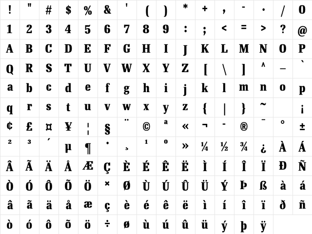 RePublic Text Bold Cond Character Map RePublic Text Bold Cond Character Map