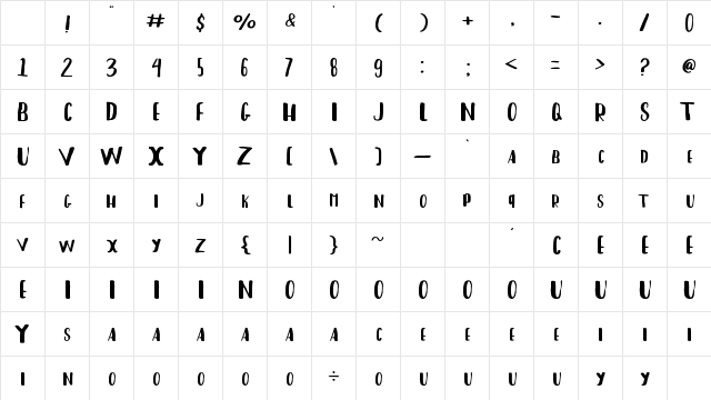 Christ Type Sans Regular Character Map