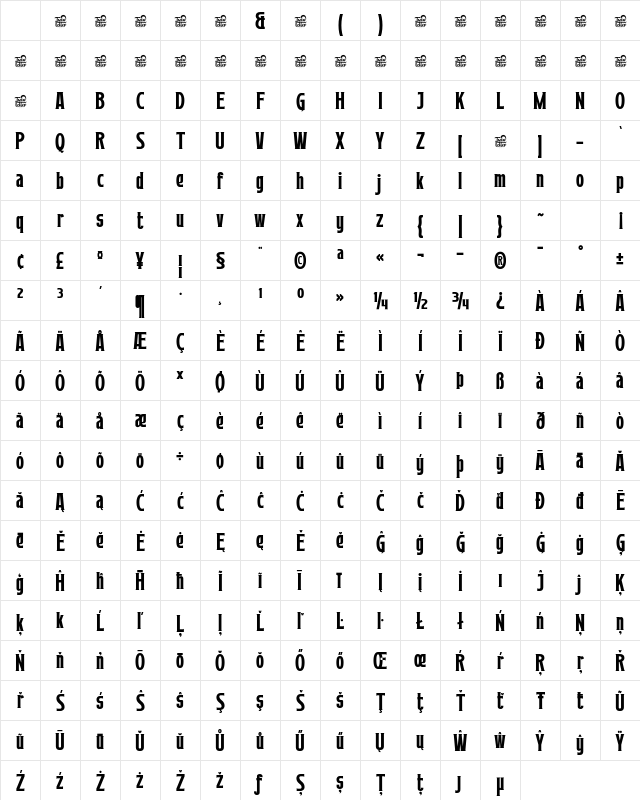 MATHER LAORD trial Regular Character Map MATHER LAORD trial Regular Character Map