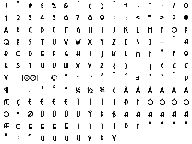 Copasetic NF Regular Character Map Copasetic NF Regular Character Map