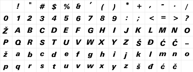 YUZurichKI Regular Character Map YUZurichKI Regular Character Map