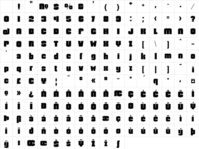 Gaslon Regular Character Map Gaslon Regular Character Map