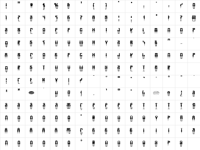 Swordtooth Halftone Regular Character Map Swordtooth Halftone Regular Character Map