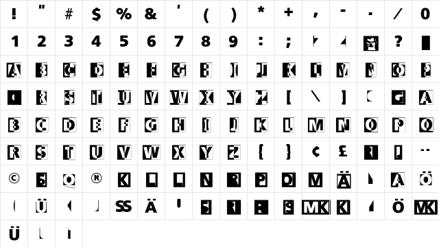 LogoHalfnHalf Regular Character Map