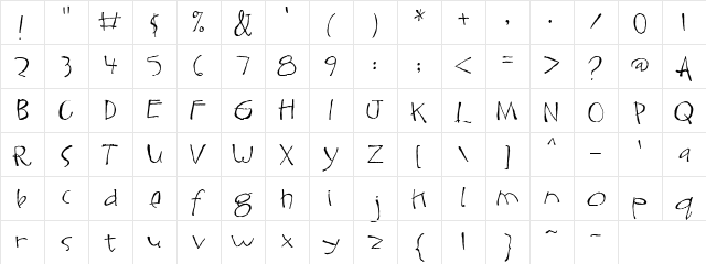 LDJ Cooligraphy Regular Character Map LDJ Cooligraphy Regular Character Map