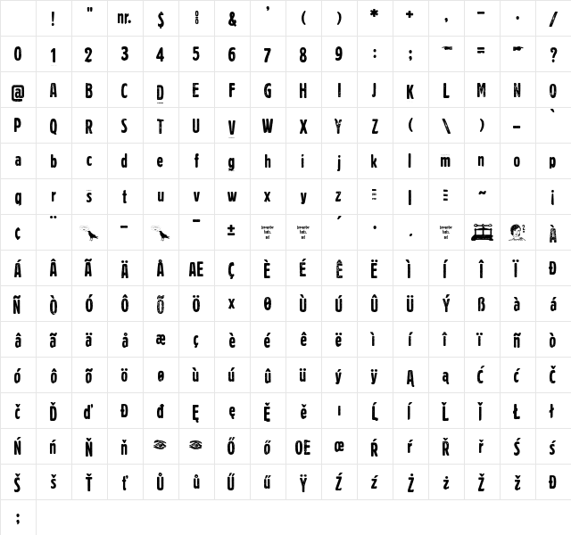 Volkszeitung 21 Regular Character Map