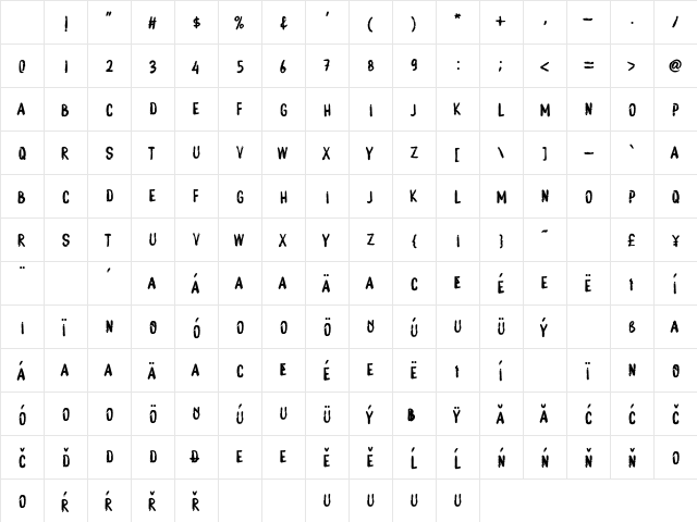 MONSTER BOO Regular Character Map