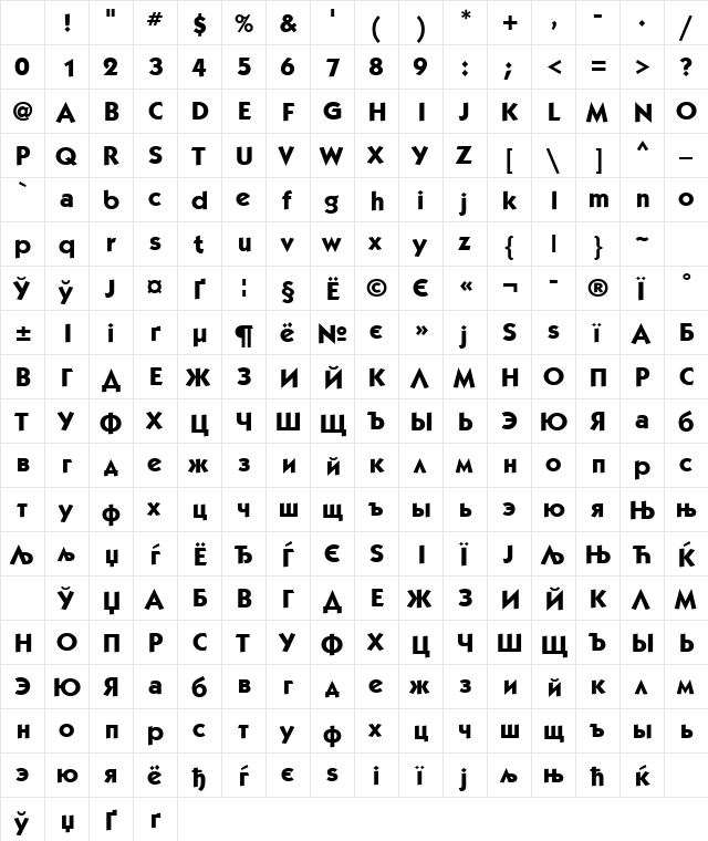 KabelCTT Medium Bold Character Map