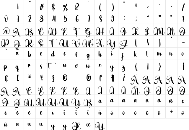 Butter Signature Regular Character Map Butter Signature Regular Character Map
