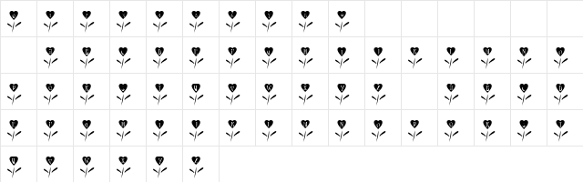 101! Love Garden Regular Character Map