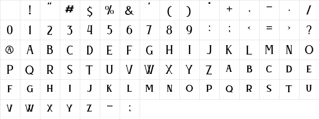 DELOVA Regular Character Map