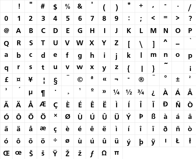 CartoGothic Std Bold Character Map CartoGothic Std Bold Character Map