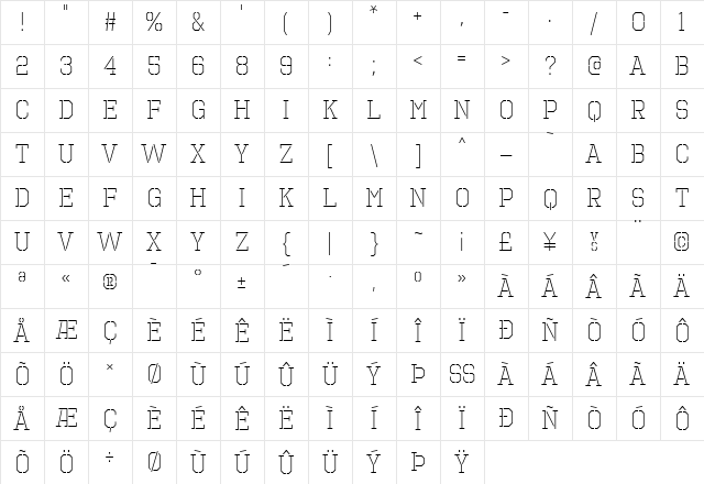 Octin Prison Light Character Map