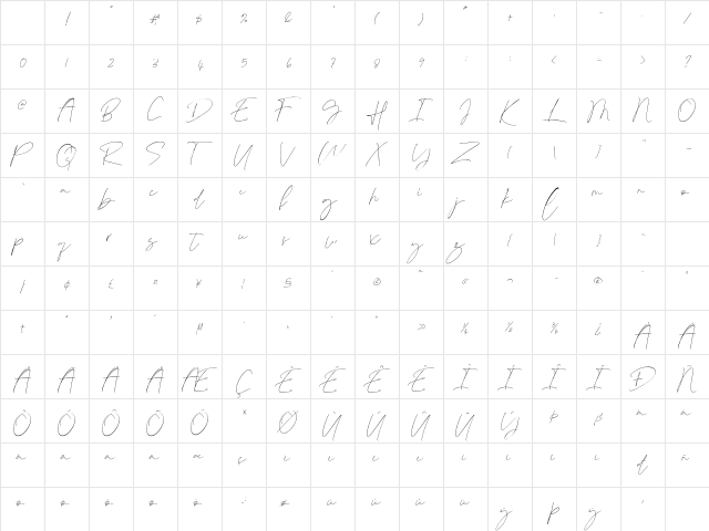 Bedley Regular Character Map Bedley Regular Character Map