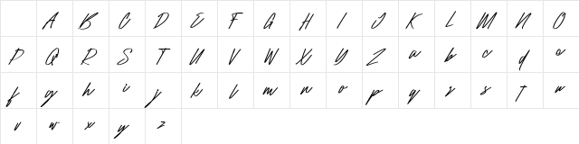Raidden Italic Character Map